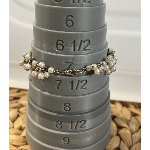 Vintage Dangle Cha Cha Bracelet Faux Pearl Cluster Silver Tone Coquette - Picture 4 of 5